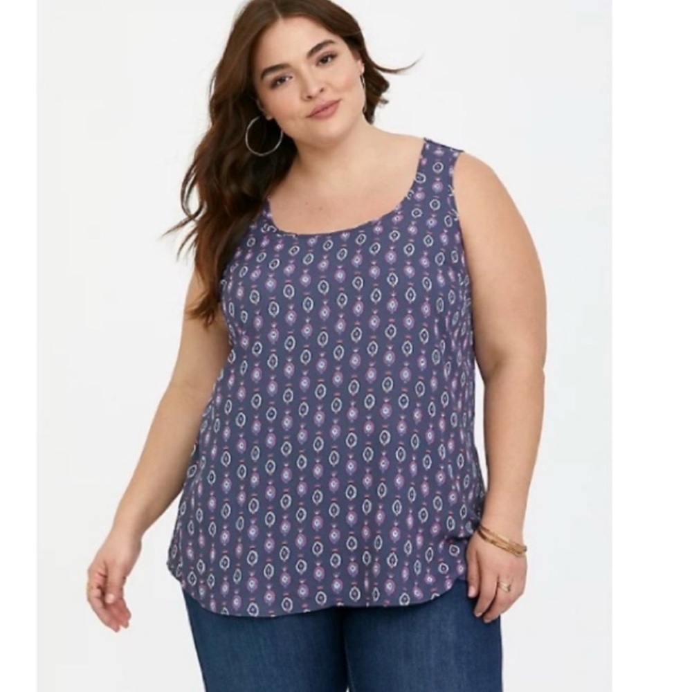 Torrid Mandala Print Georgette Hi-Lo Tank Top Pleated Back Boho Size Torrid 0